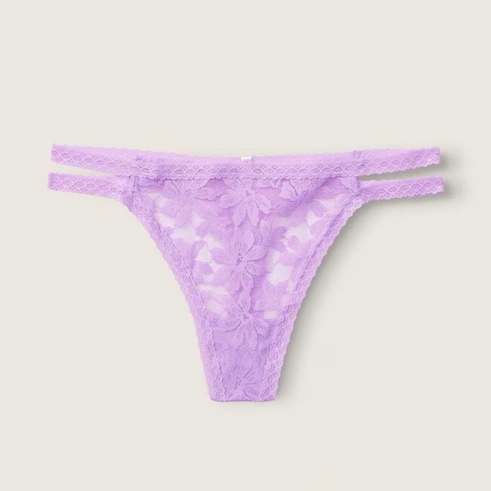 PINK Victoria secret Lavender Lace Thong size S